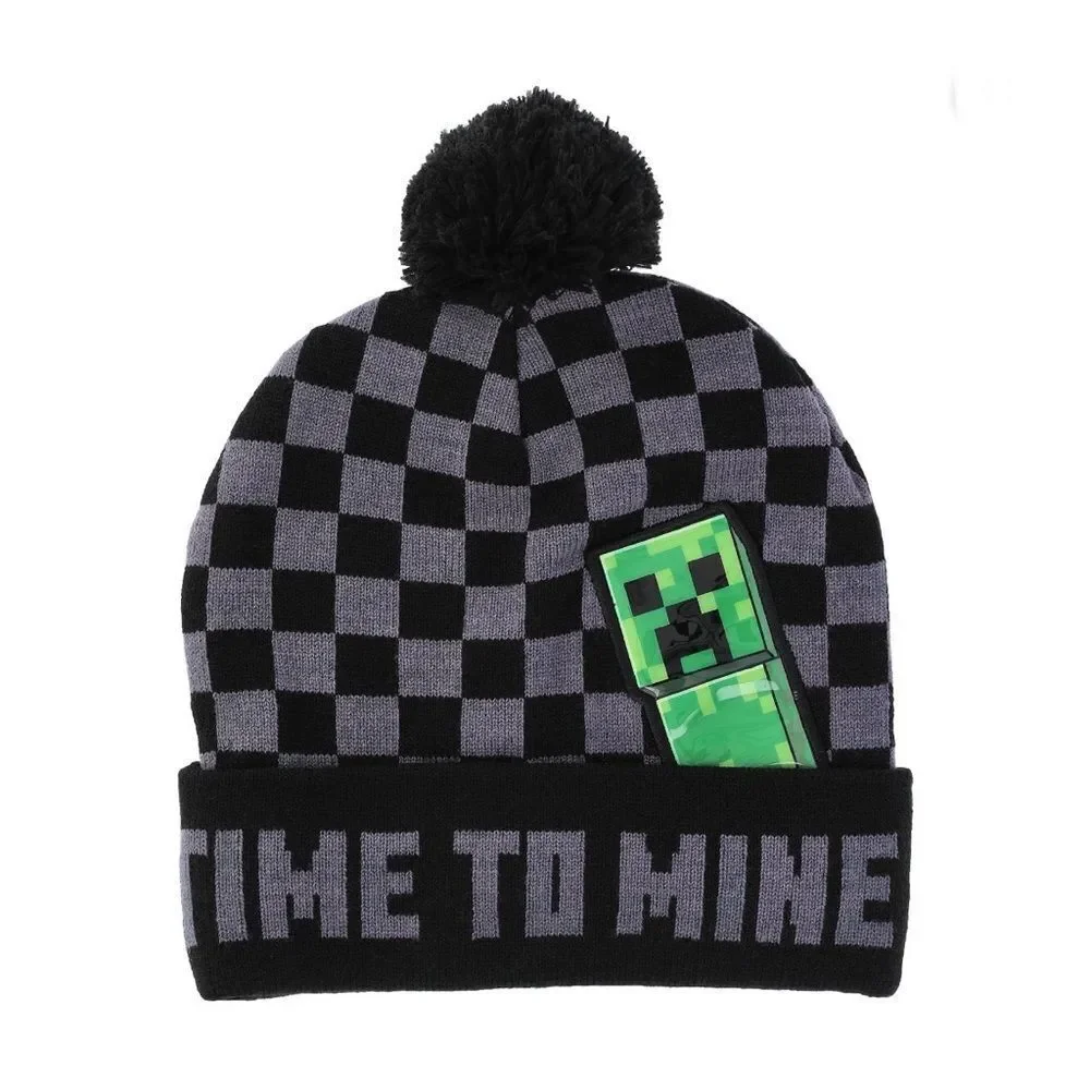 Minecraft Beanie Hat Knit & Ski Gloves 3-Piece Set